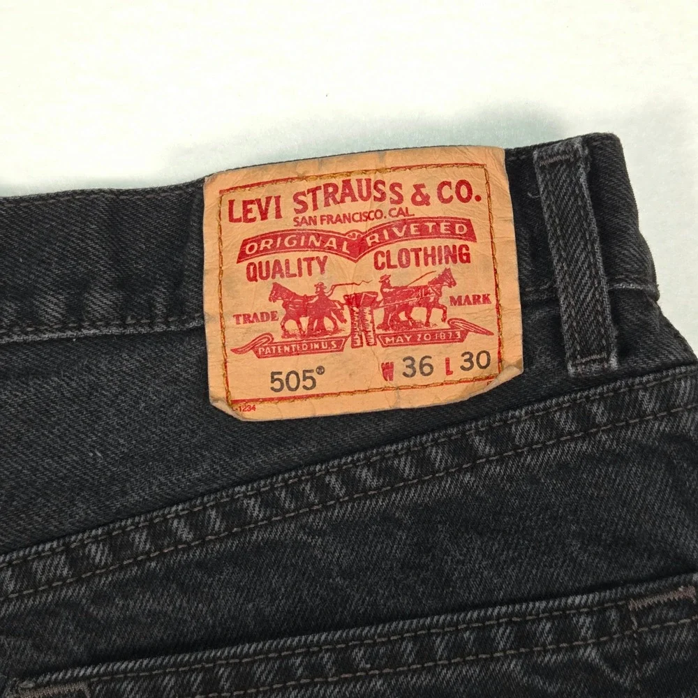 Vtg Levis 505 Regular Fit Jeans Mens 36x30 (34x29) Black Denim Straight Leg Pant